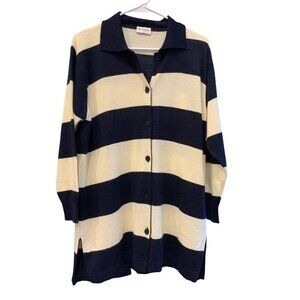 Rodier Paris  vintage womens cardigan/ jacket  navy white  wide stripe